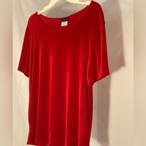 Citiknits large short sleeve red blouse
